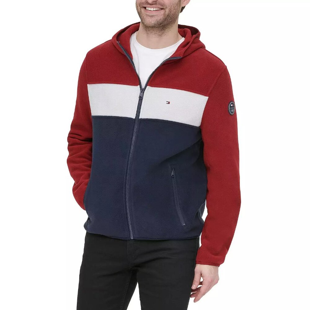 Tommy Hilfiger Men's Fleece Colorblock Hooded Jacket
